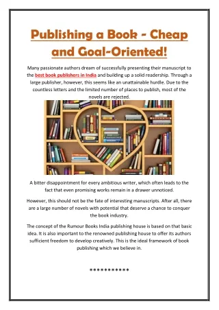 publishing a book cheap and goal oriented