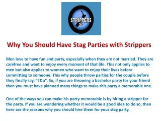 Why You Should Have Stag Parties with Strippers