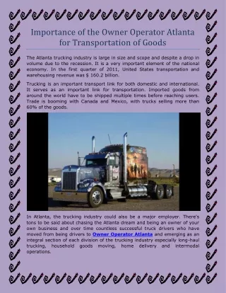 Importance of the Owner Operator Atlanta for Transportation of Goods