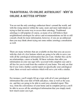 traditional vs online astrology why is online