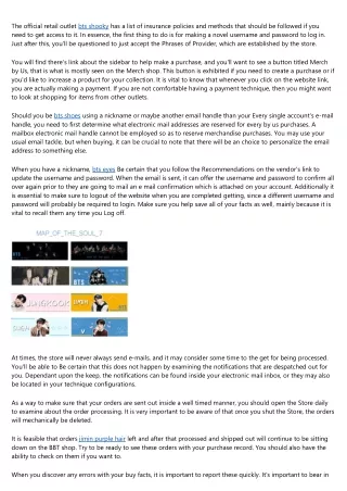 the official retail outlet bts shooky has a list