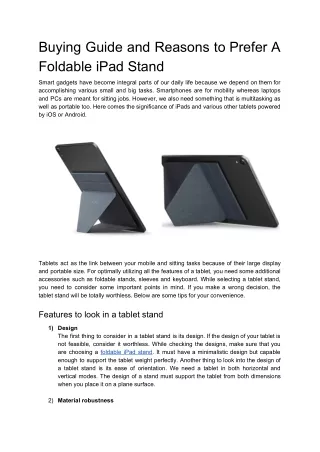 Buying Guide and Reasons to Prefer A Foldable iPad Stand