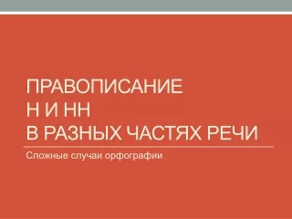 Н и НН в разных частях речи. Задание 15 ЕГЭ по русскому языку