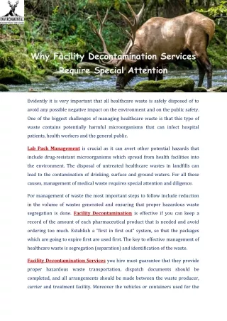 why facility decontamination services require