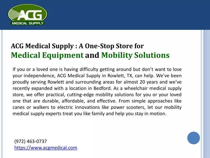 acg medical supply a one stop store for medical