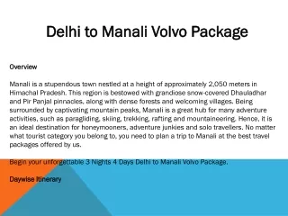 delhi to manali volvo package