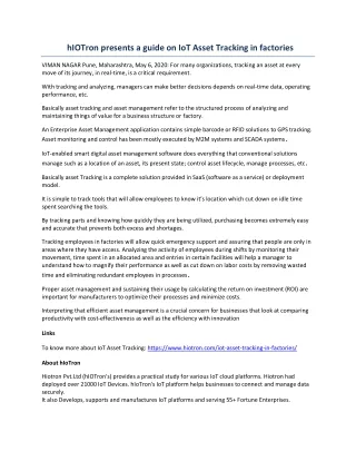 hiotron presents a guide on iot asset tracking