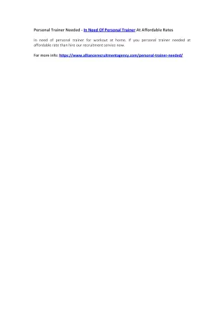 personal trainer needed in need of personal