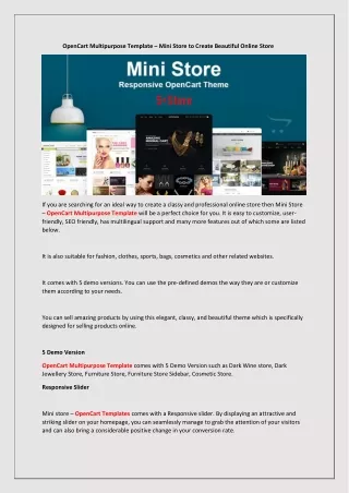 opencart multipurpose template mini store