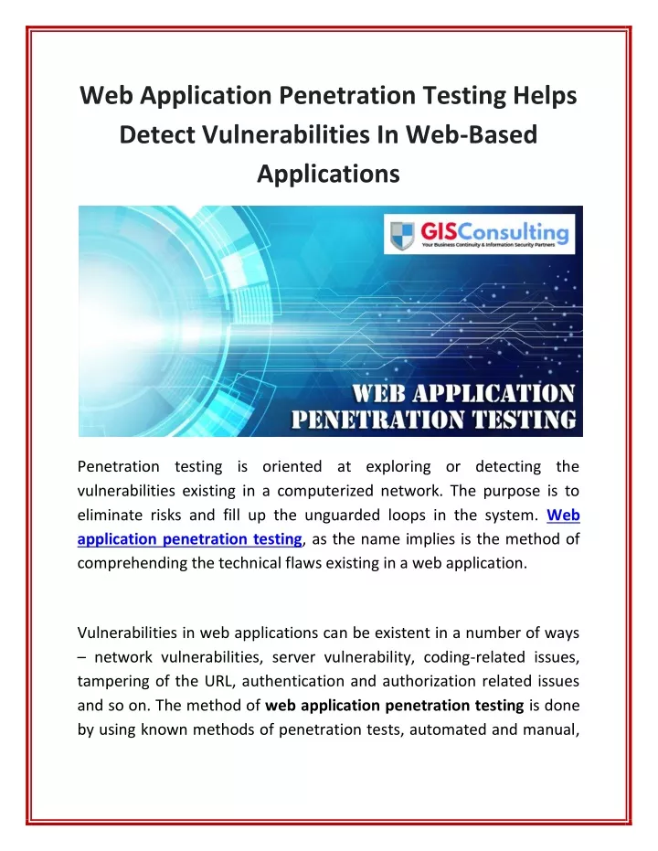 web application penetration testing helps detect