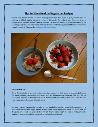 tips for easy healthy vegetarian recipes