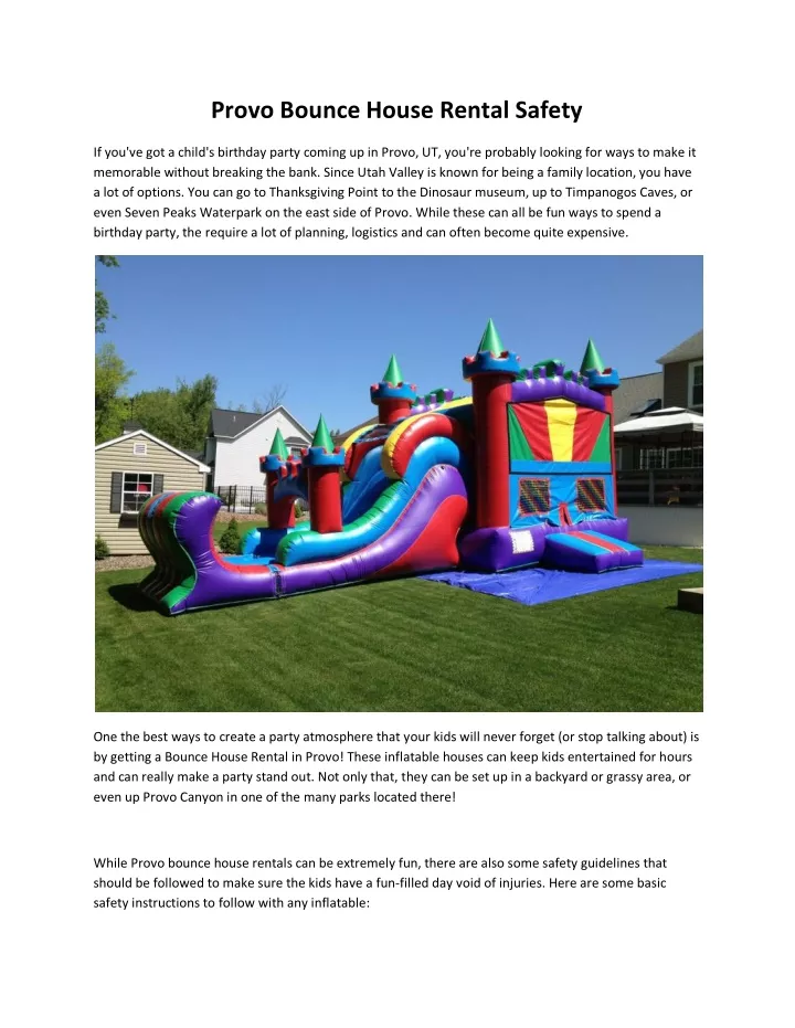 provo bounce house rental safety