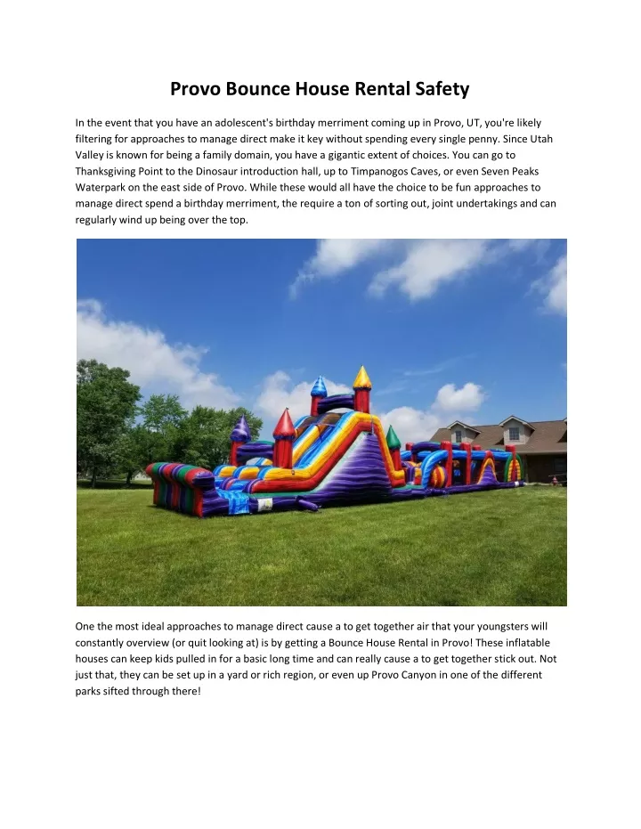 provo bounce house rental safety