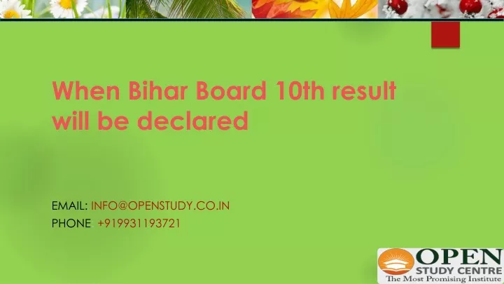 when bihar board 10th result will be declared