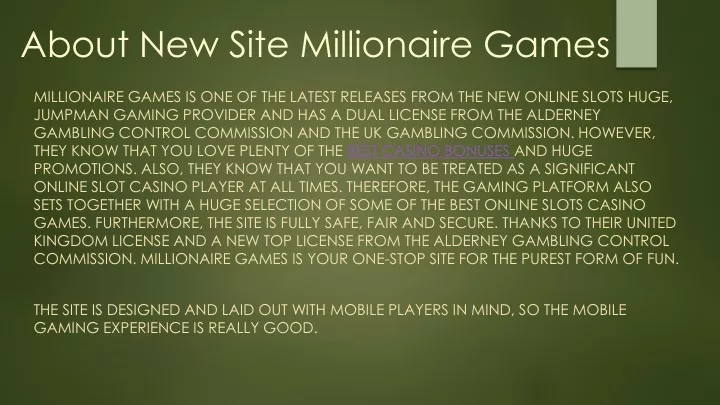 about new site millionaire games