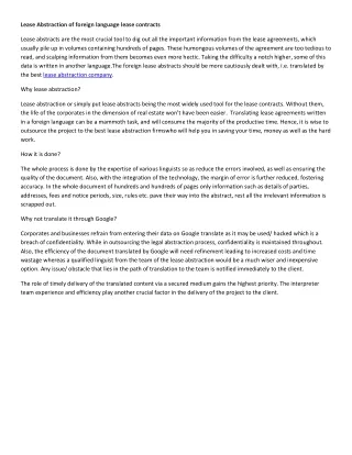 lease abstraction of foreign language lease