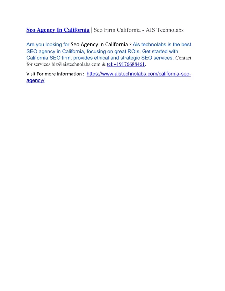 seo agency in california seo firm california