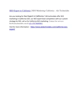 seo expert in california seo marketing california