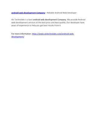 android web development company reliable android