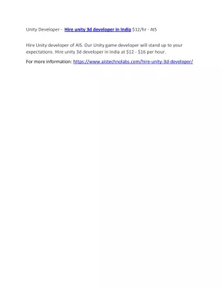 unity developer hire unity 3d developer in india