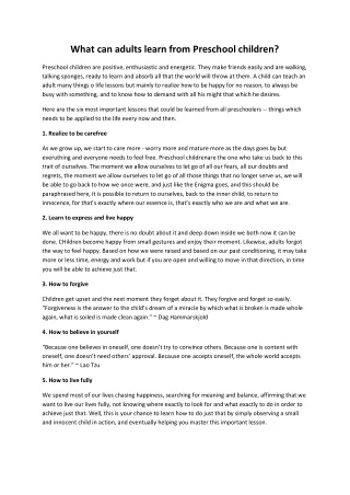 what can adults learn from preschool children