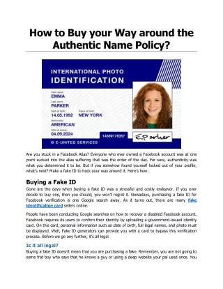 How to Buy your Way around the Authentic Name Policy?