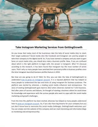 Take Instagram Marketing Services from GettingGrowth