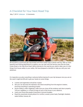 a checklist for your next road trip