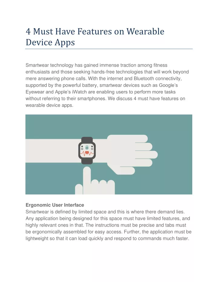 4 must have features on wearable device apps