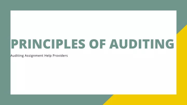 principles of auditing auditing assignment help