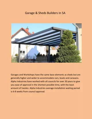 Garage & Sheds Builders In SA
