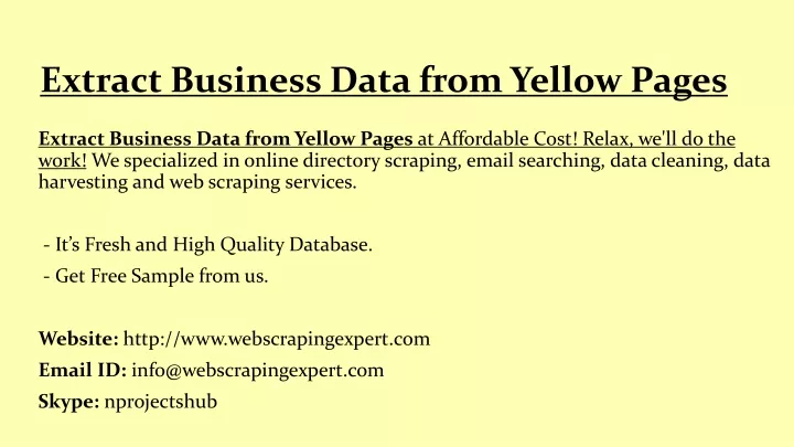extract business data from yellow pages