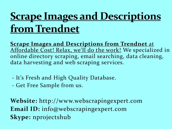 scrape images and descriptions from trendnet