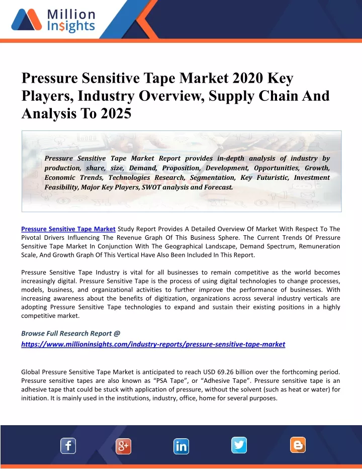 pressure sensitive tape market 2020 key players