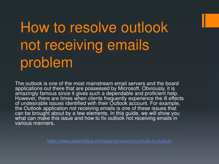 how to resolve outlook not receiving emails problem