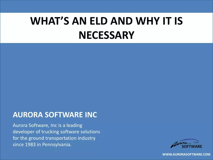 what s an eld and why it is necessary