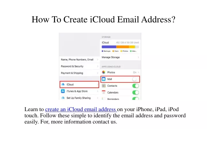 how to create icloud email address