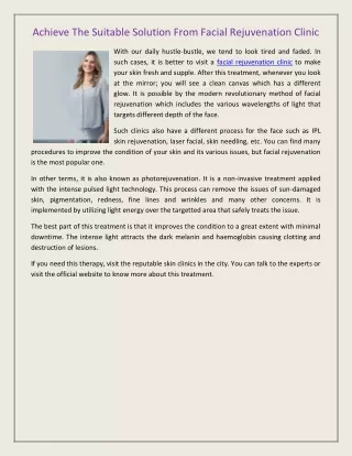 achieve the suitable solution from facial