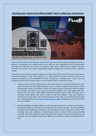 starting your home recording studio here s what