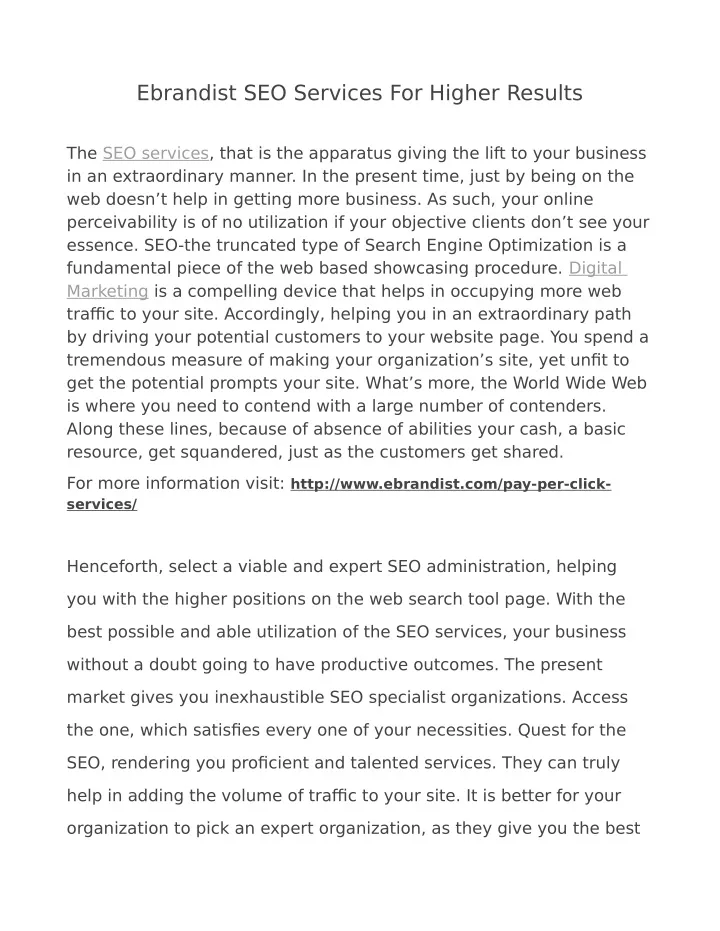 ebrandist seo services for higher results