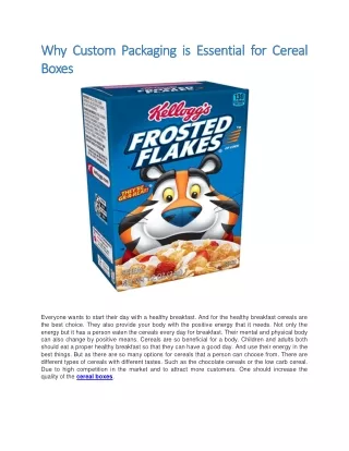 Why Custom Packaging is Essential for Cereal Boxes