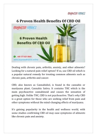 6 Proven Health Benefits Of CBD Oil