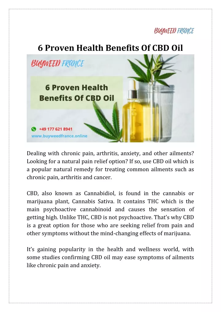 6 proven health benefits of cbd oil