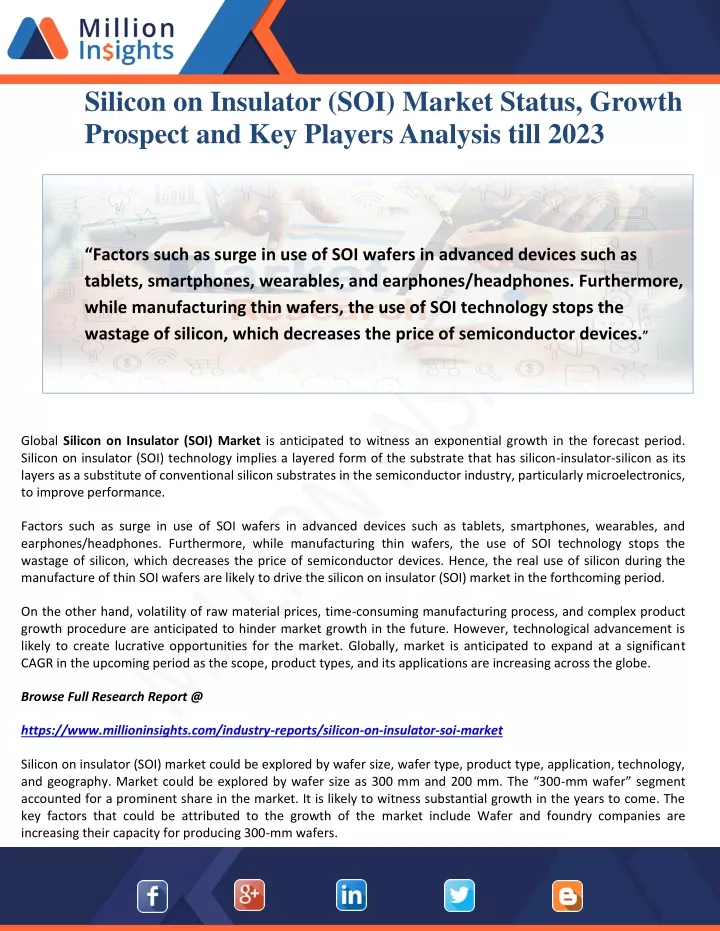 silicon on insulator soi market status growth