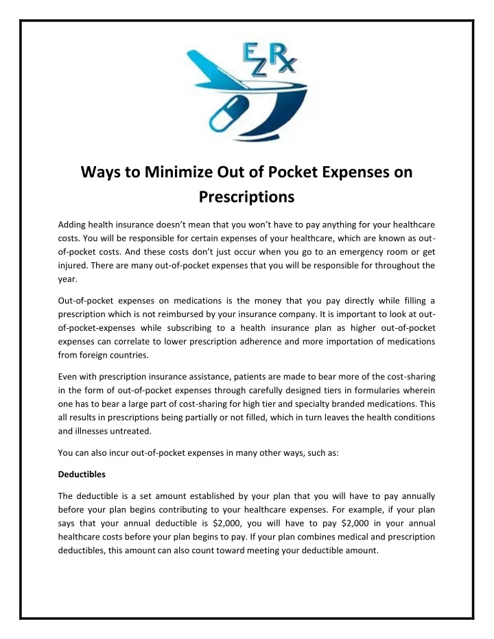 ways to minimize out of pocket expenses