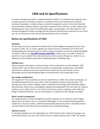 cms and its specifications