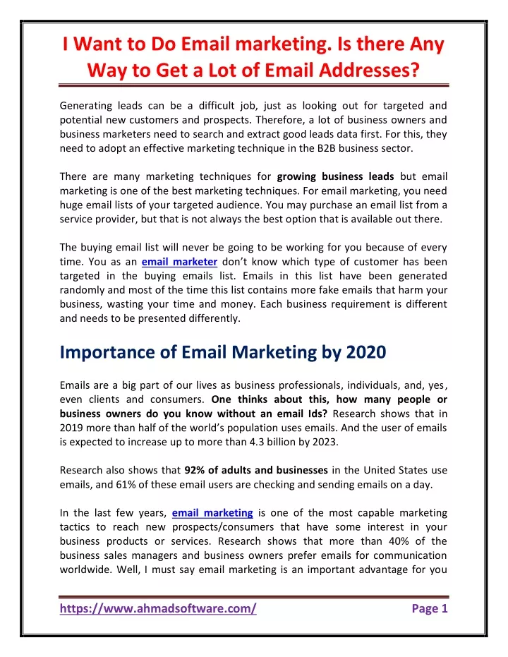 i want to do email marketing is there