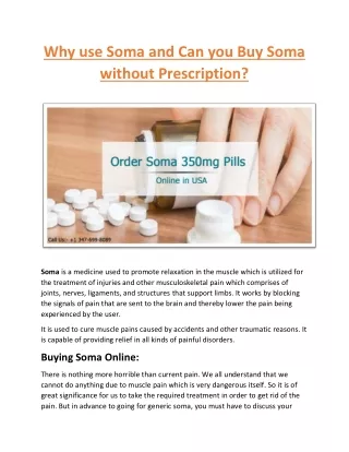 Why use Soma and Can you Buy Soma without Prescription?