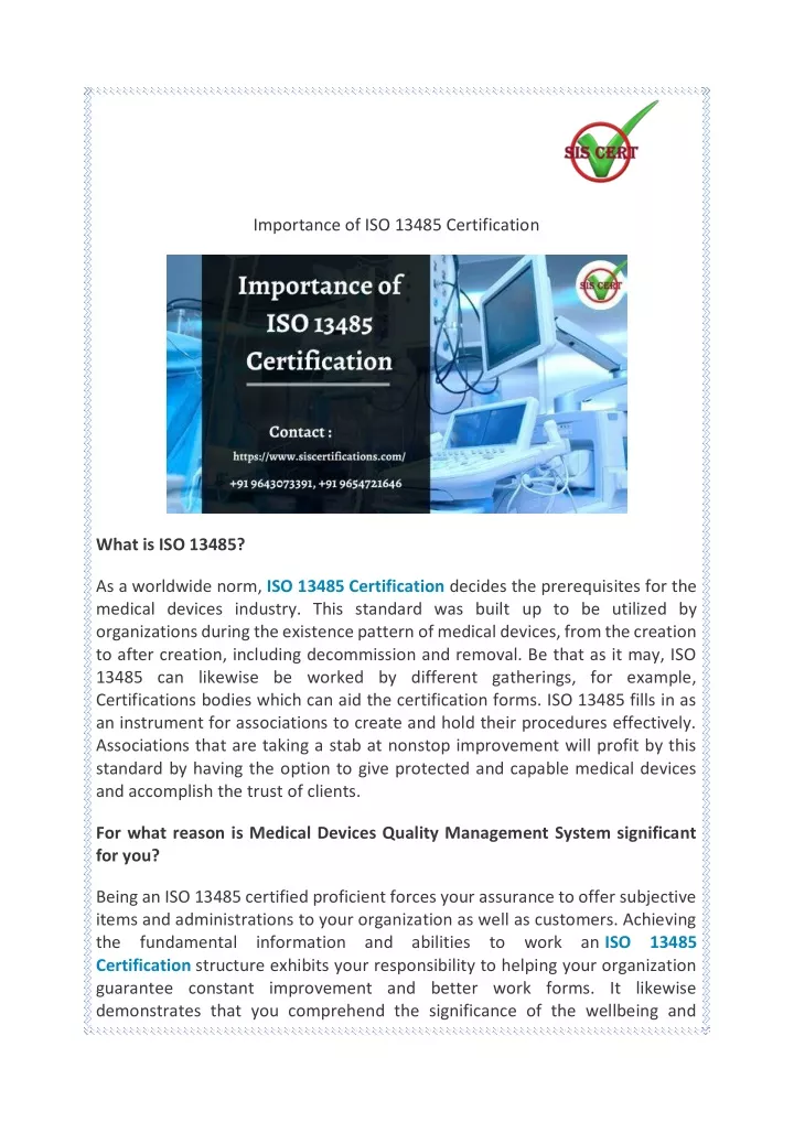 importance of iso 13485 certification