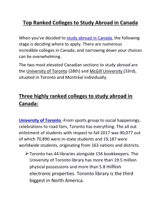 Top Colleges in Canada